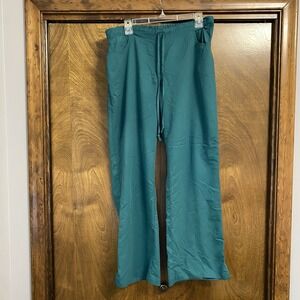Grey's Anatomy Barco Large Green Elastic Waist Wide Straight Leg Scrub Pants RN